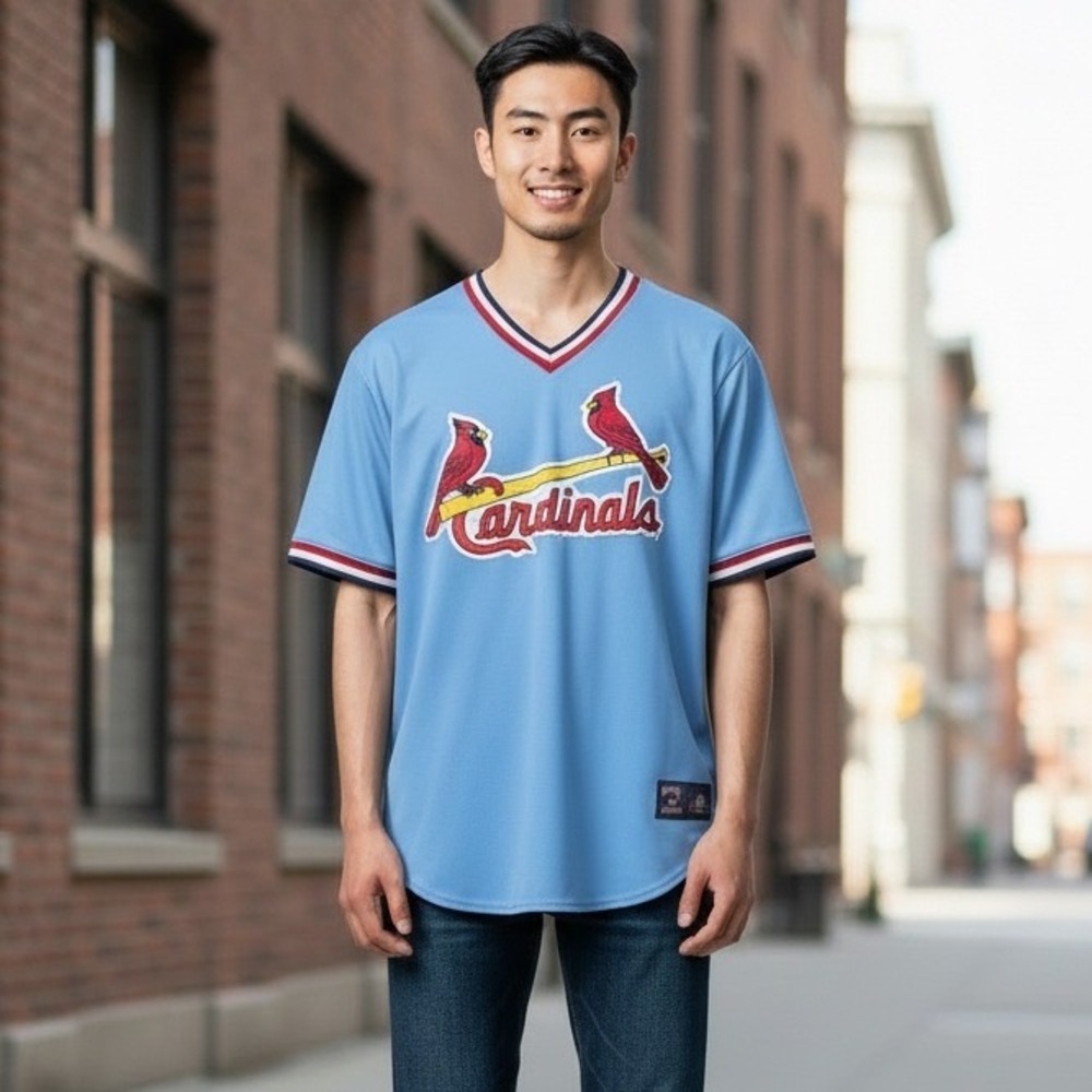 VTG Majestic Cooperstown Collection St Louis Cardinals Baseball Jersey Blue XXL‎
